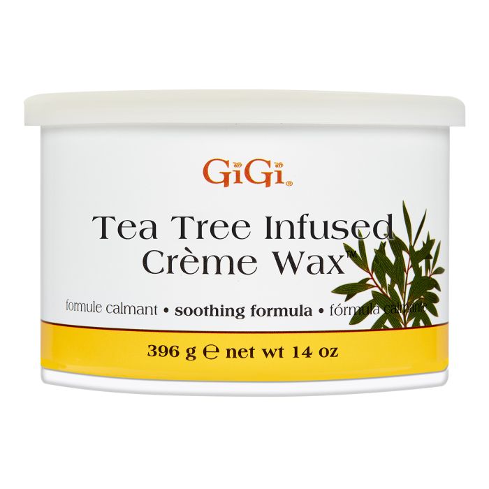 Front view of a 14-ounce container of GiGi Tea Tree Creme Wax